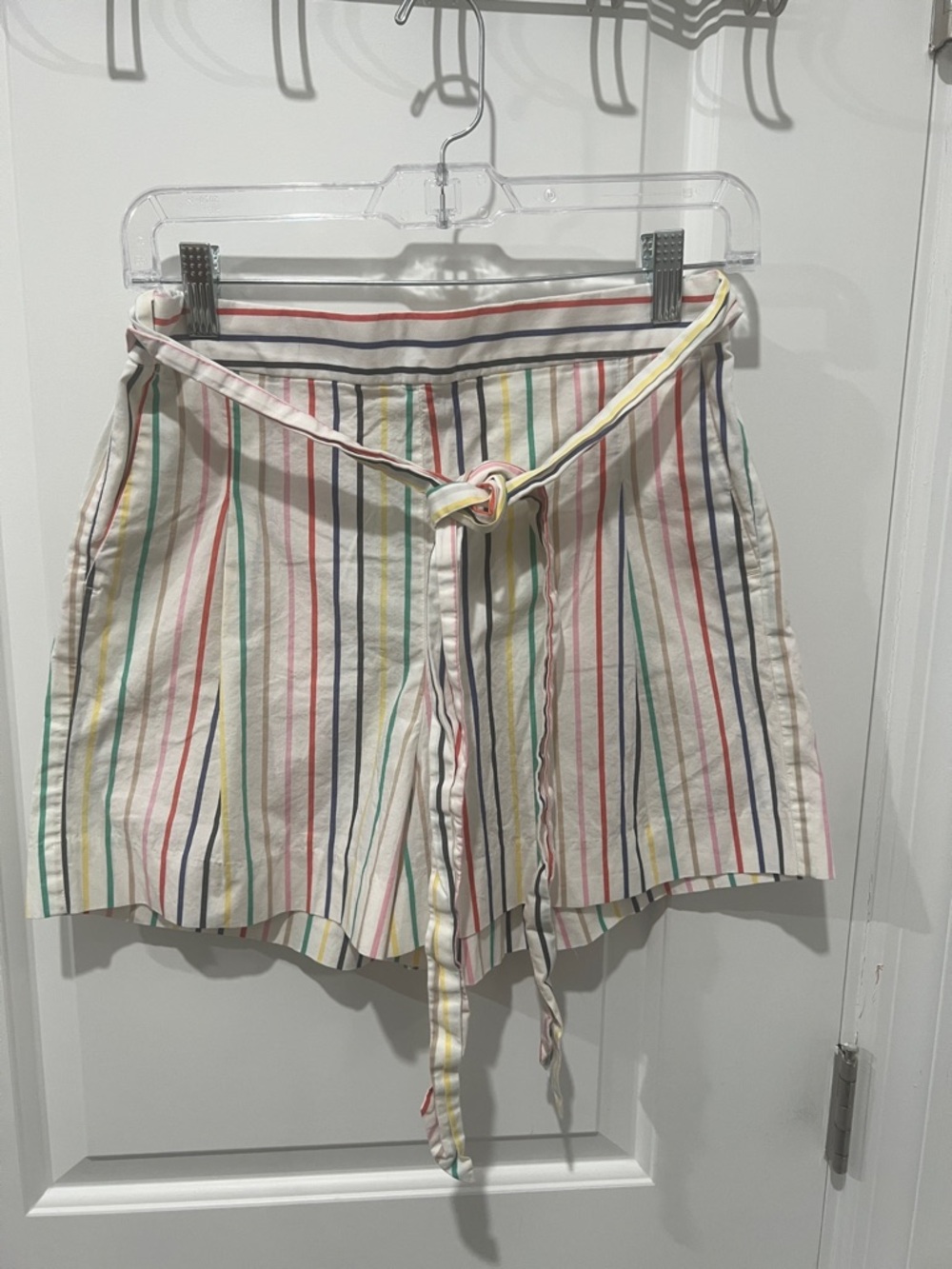 J. Crew White Multi-Stripe Tie-Waist Shorts Size 4